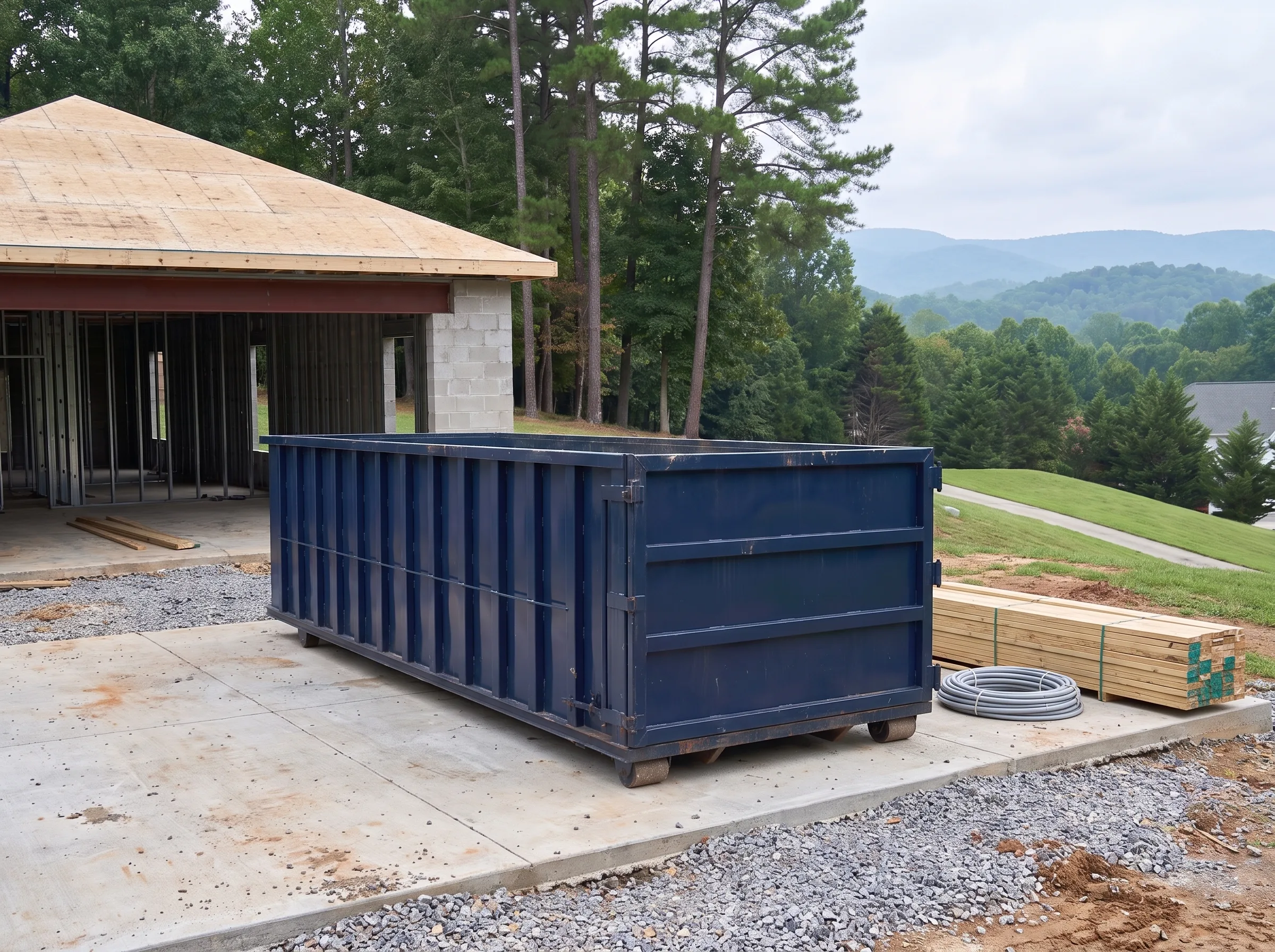 Roll-off dumpster being loaded in Jarratt, VA