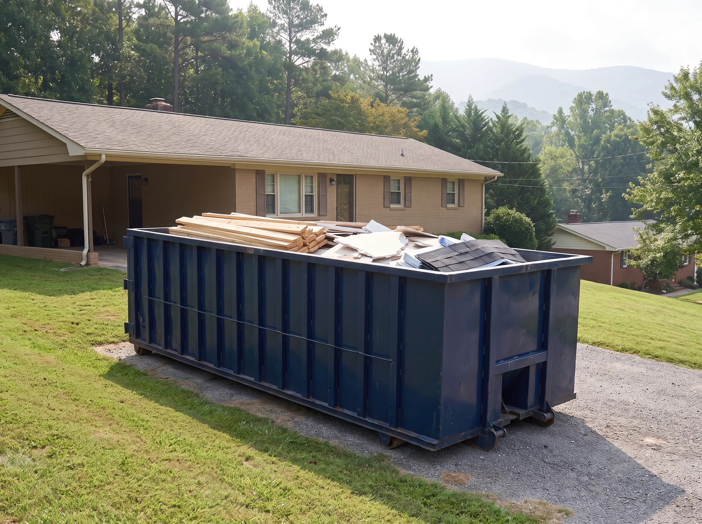 Roll-off dumpster being loaded in Buchanan County, VA